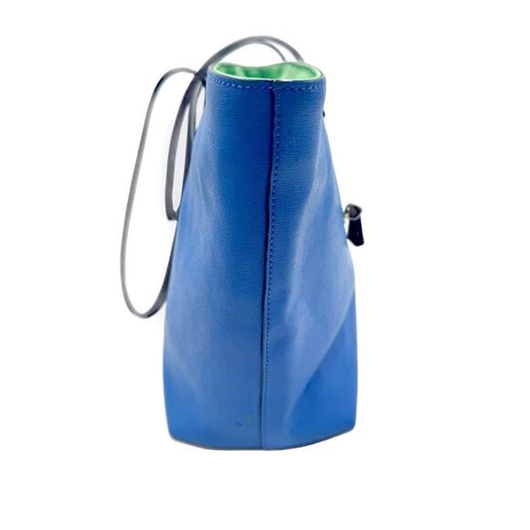 Auth Fendi Blue Leather Monster Bug Eyes Medium Shopper Tote - Picture 6 of 16